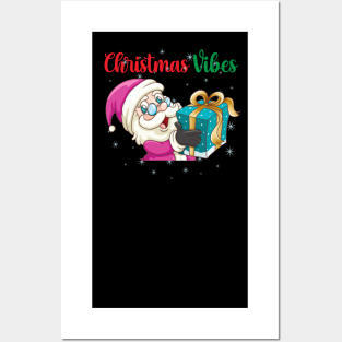 Retro Vintage Pink Santa Claus Christmas Vibes Posters and Art